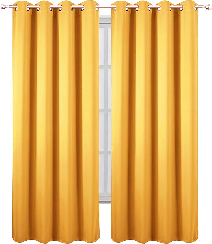Yellow Blackout Curtains/52 x 108 Inch/Set of 2 Panels Thermal Insulated Room - Image 2