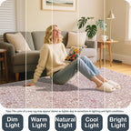 Vintage Pink Living Room Rug, 9x12 Washable Area Rugs - Image 4