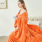BEDELITE Orange Throw Blanket for Couch & Bed, Luxury Plush Cozy Fleece Blanket - Image 4