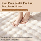 Creamy White Rabbit Plush Rug 8'x10', Fluffy Faux Fur Shaggy Area Rug - Image 5