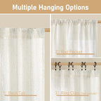 Cream Linen Semi Sheer Curtains 63 Inch - Image 3