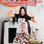 Happy Halloween Horror Apron Unisex, Adjustable Funny Kitchen Apron, Waterproof Scary Bloody Bib Aprons for Cosplay Party