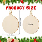 Blulu 60 Pieces Christmas Wooden Ornaments Round Wood Slices Snowflake Angel Shape with Cords for DIY Crafts New Year Christmas Tree Pendant Ornaments