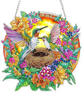 SENQAO Hummingbird Diamond Art Hanging Kit for Adult, Special Shaped Rhinestone, Double Sided DIY Acrylic Diamond Art Painting Window Pendants Home Garden Wall Hanging Kits Hanging Ornament