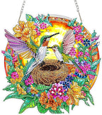 SENQAO Hummingbird Diamond Art Hanging Kit for Adult, Special Shaped Rhinestone, Double Sided DIY Acrylic Diamond Art Painting Window Pendants Home Garden Wall Hanging Kits Hanging Ornament