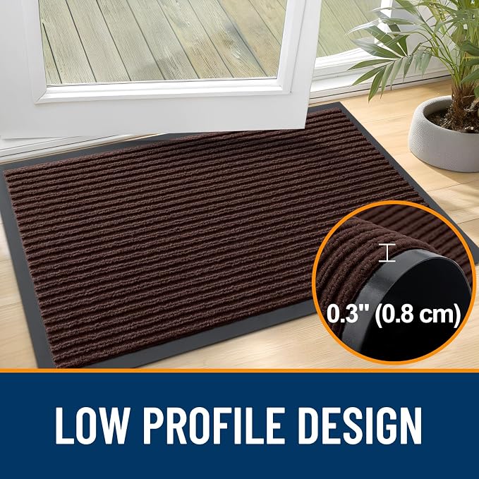 OLANLY 2-Pack Front Door Mats 71x47, Waterproof Heavy-Duty Doormats | Brown - Image 4