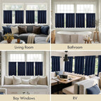 MIULEE Set of 4 Navy Blue 45 Inch Short Blackout Kitchen Window Curtains | - Image 6