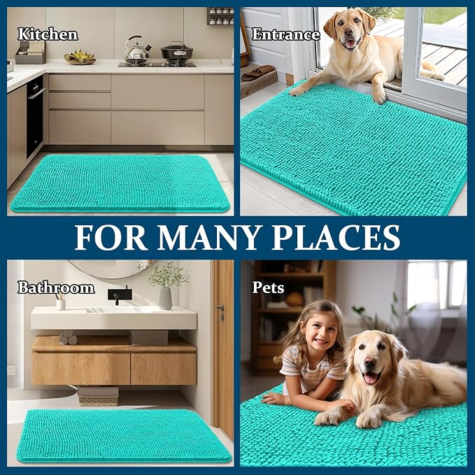 OLANLY Dog Door Mat for Muddy Paws 47x32, Super Absorbent Chenille Mud Mat | - Image 8