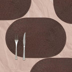 AHHFSMEI Placemats Set of 6 for Dining Table Washable Woven Vinyl Non-Slip 18x12 inches Placemat Heat-Resistant Durable Table Mats for Dining Table Easy to Clean (Oval Brown, 6)
