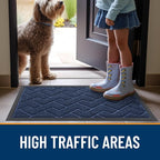 OLANLY Front Door Mat Outside 71x47, All-Season Absorbent Rubber Doormat | Blue - Image 8