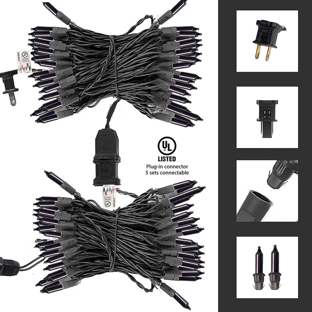 TW SHINE Purple Halloween Lights, 2 Pack 20FT 100 Count Incandescent Halloween Mini String Lights, Waterproof Halloween Decorations for Outdoor Indoor Patio Home Party Garden Yard Decor