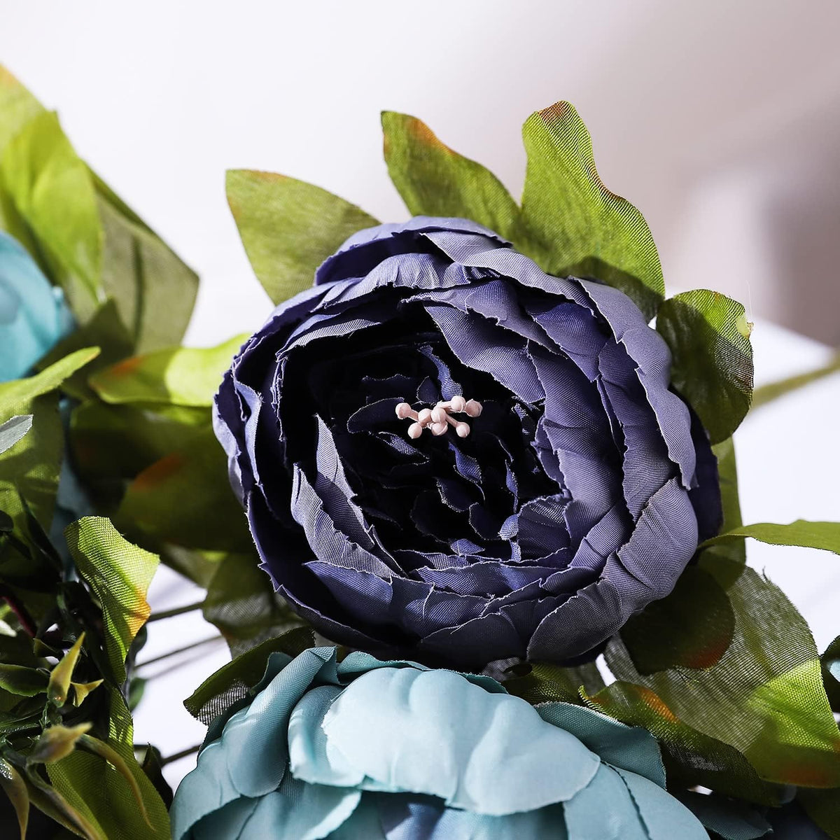 Duovlo Fake Flowers Vintage Artificial Peony Silk Flowers Wedding Home Decoration,Pack of 1 (New Grey Blue)