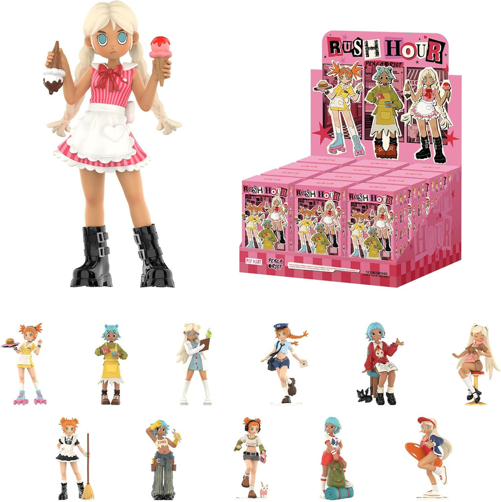 POP MART Peach Riot Rush Hour Series Figures 12PCs Blind Box Figures, Random Design Action Figures Collectible Toys Home Decorations, Holiday Birthday Gifts for Girls and Boys, Whole Set
