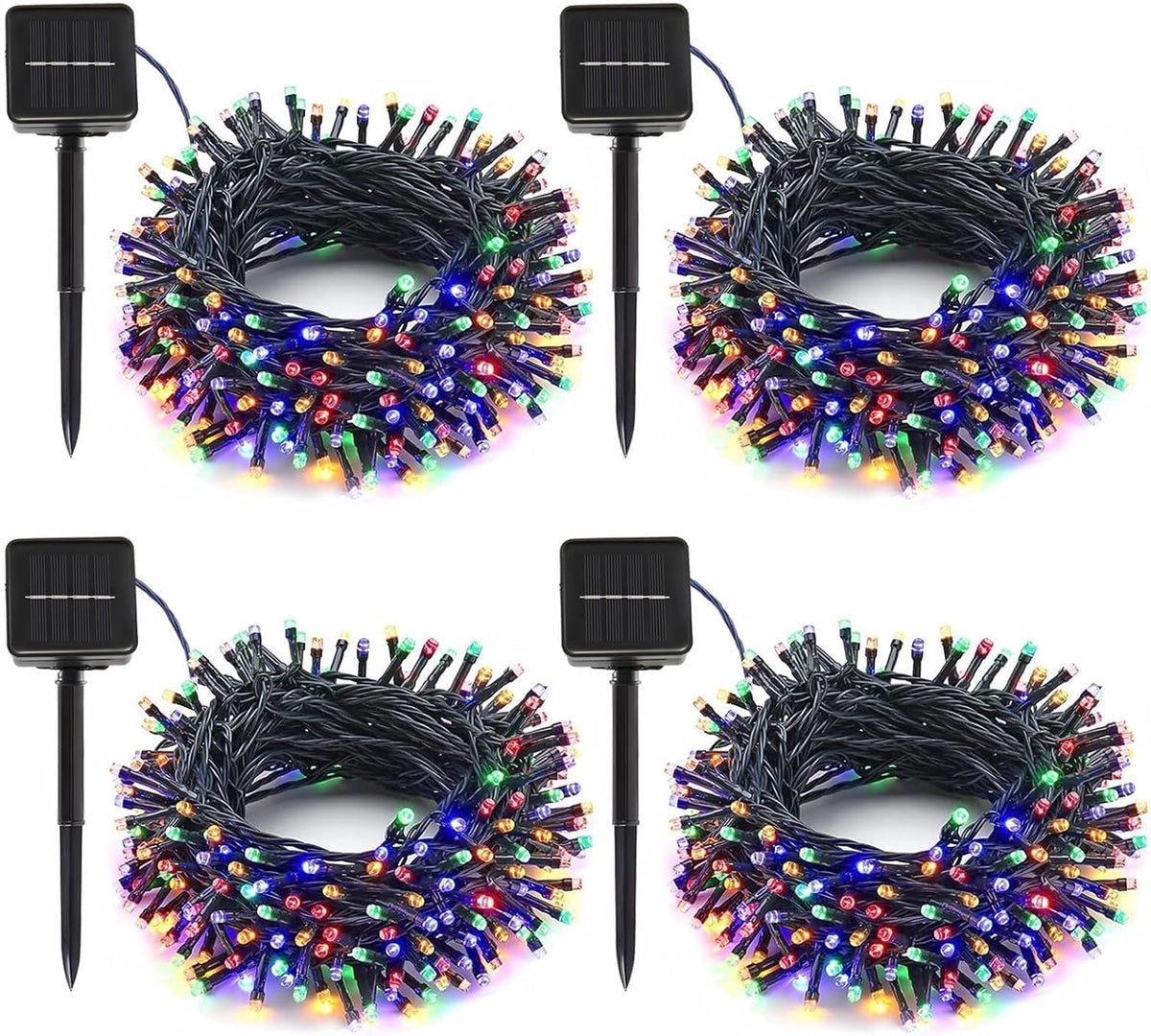 4-Pack Solar String Lights, 400 LED Extra-Long 156Ft Solar Christmas Lights Outdoor Waterproof, 8 Modes Multicolor Led Christmas Lights for Garden, Patio, Wedding, Christmas Decorations