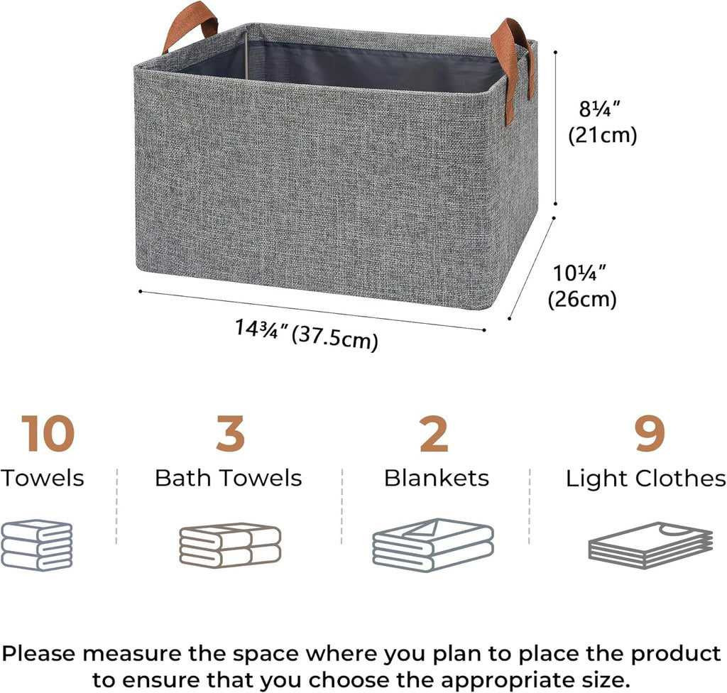 GRANNY SAYS Closet Storage Baskets, Collapsible Fabric Storage Bins with Metal Frame, Clothes Organizer Bins, Large Baskets for Shelves, Gray, 4-Pack