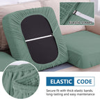 hyha Waterproof Sectional Couch Covers, Non Slip Sofa Couch Cushion Covers L Shape, Thick Stretch Jacquard Fabric, Washable Sofa Slipcovers with Elastic Bottom (1 Piece for Chaise, Green)