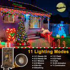 Color Changing Ice Lights, 164FT 1600 LED Outside with 320 Drops, 11 Modes Timer Waterproof Warm White to Multicolor String Lights for Christmas Eaves Party Decorations