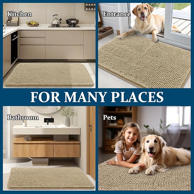 OLANLY Dog Door Mat for Muddy Paws 30x20, Super Absorbent Chenille Mud Mat | - Image 8