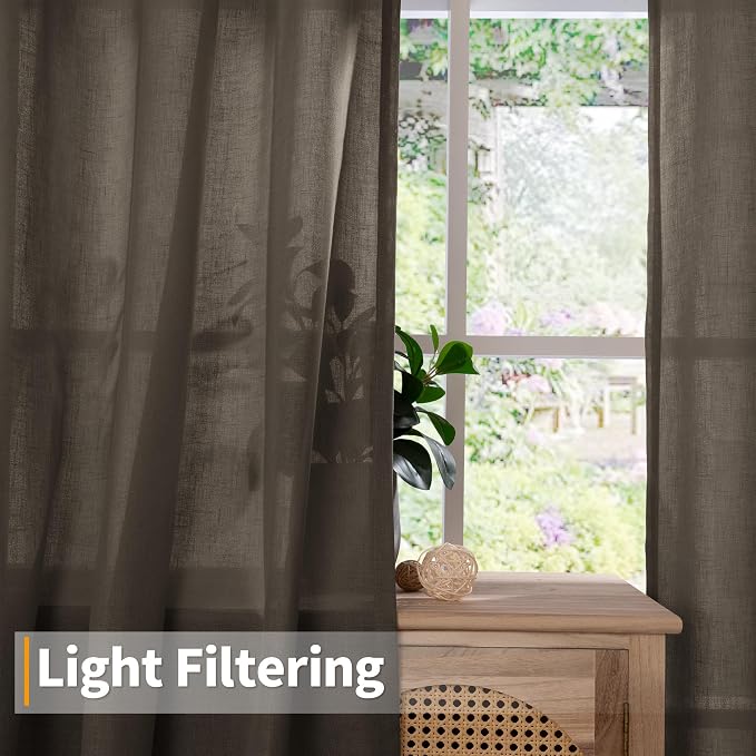 YoungsTex Extra Long Brown Linen Curtains 95 Inch Length - Image 3