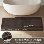 RESARE Waffle Bath Mat for Bathroom Non Slip Bathroom Rugs 18x30 Dark Brown | - Image 5