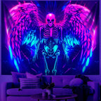 Blacklight Tapestry,WingTapestry Glow In The Dark,UV Reactive Black Light Upright Posters Wall Hanging for Bedroom Dorm Living Room Backdrop Decor (wing13, 90L" x 70W")
