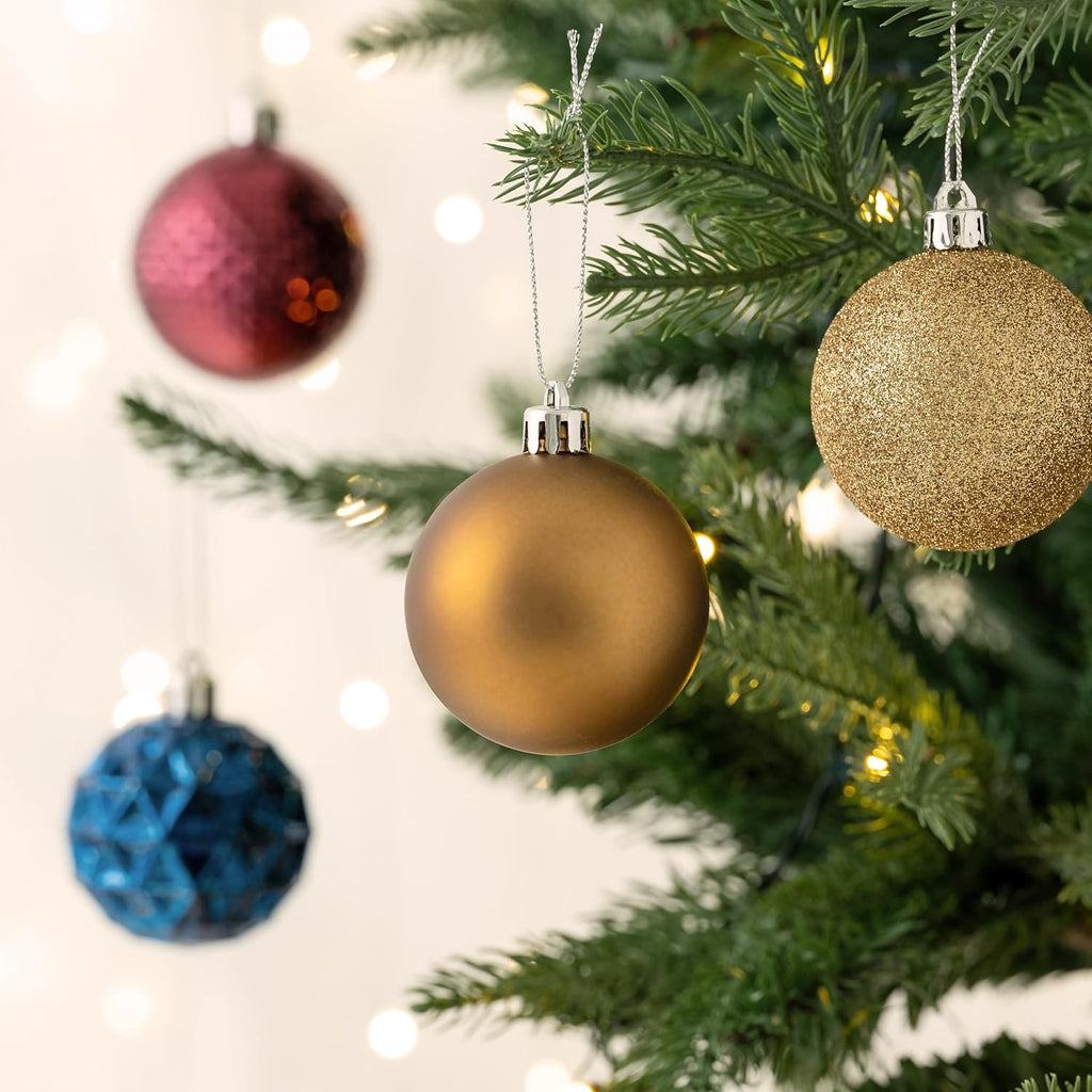 Valery Madelyn Christmas Tree Decorations Ornament Set for Fall Halloween, 50ct 2.36 Inches Bronze Copper Purple Shatterproof Christmas Ball Ornament Hanging Xmas Holiday Party Decor