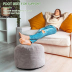 HIGOGOGO Round Stuffed Pouf Ottoman, Corduroy Poufs with Foam Chunk Filling, Furry and Fluffy Pouf Foot Stool Storage Ottoman, 20 X 15 Floor Poufs Foot Rest for Living Room, Grey