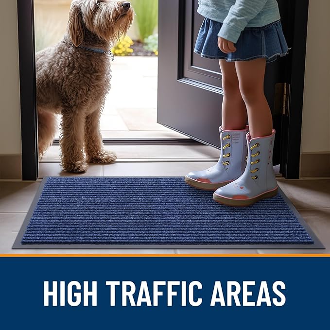OLANLY Front Door Mat 35x30, Waterproof Heavy-Duty Indoor Outdoor Doormat | Blue - Image 7