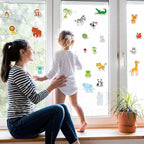 20 PCS Jungle Animals Thick Gel Clings Jungle Window Gel Clings Decals Stickers for Kids Toddlers and Adults Home Airplane Classroom Nursery Zoo Animals Party Supplies Decorations