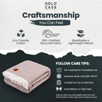Gold Case Throw Blanket for Bed – 100% Recycled Turkish Cotton Bed Blanket – Decorative Throw Cotton Blankets for Living Room & Bedroom – Retro Beige Woven Queen Blankets – 90x90