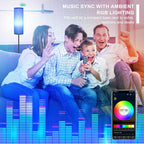 FRIDEKO HOME Floor Lamps for Living Room Bedroom, Dimmable 3 Colors Temperature & Brightness, Tall Standing Lamps, Corner Lamp with Multicolor, 800LM, 9W RGB LED Bulb, Navy Blue Shade