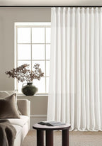 Beige White Pinch Pleat Semi Sheer Linen Curtain 70Wx102L 1 Panel | Light - Image 5