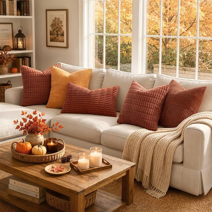 MIULEE Fall Decorative Throw Pillow Covers 20x20 Dark Rust Pack of 2 | - Image 4