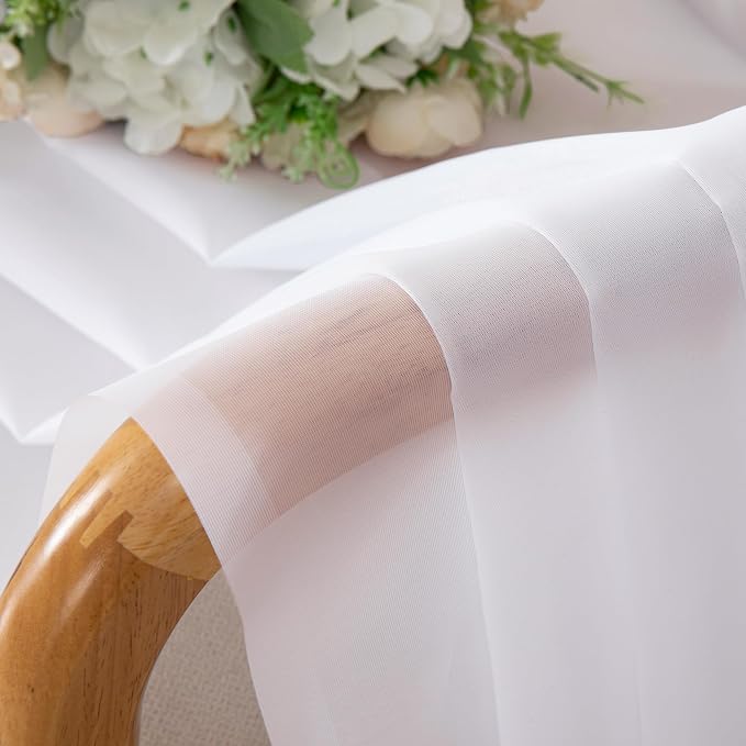 2 Pack White Sheer Curtain Panels - Image 4