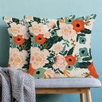 CXMEIFLY Spring Pillow Covers 18 x 18 Inch Set of 2 for Watercolor Flowers Decor Throw Pillows Pink Red Green Plant Floral Outdoor Decorative Cushion Cases for Couch Bed Decorations