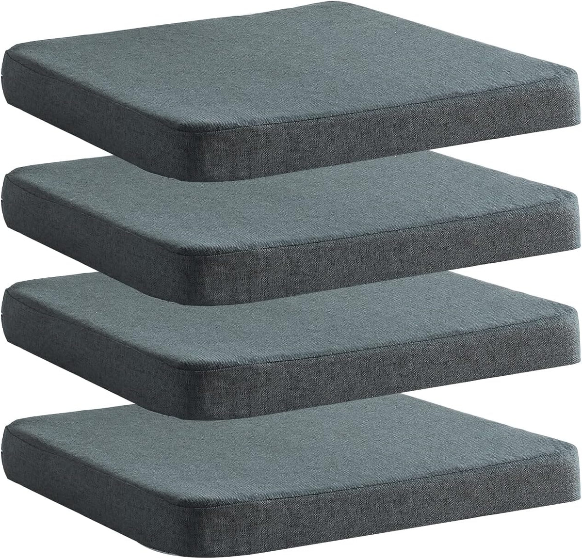 Chair Cushion for Dining Chairs with Ties 4 Pack Non Slip Memory Foam Kitchen Room Chair Pads for Outdoor Patio Furniture 17x16 Inch, Gray