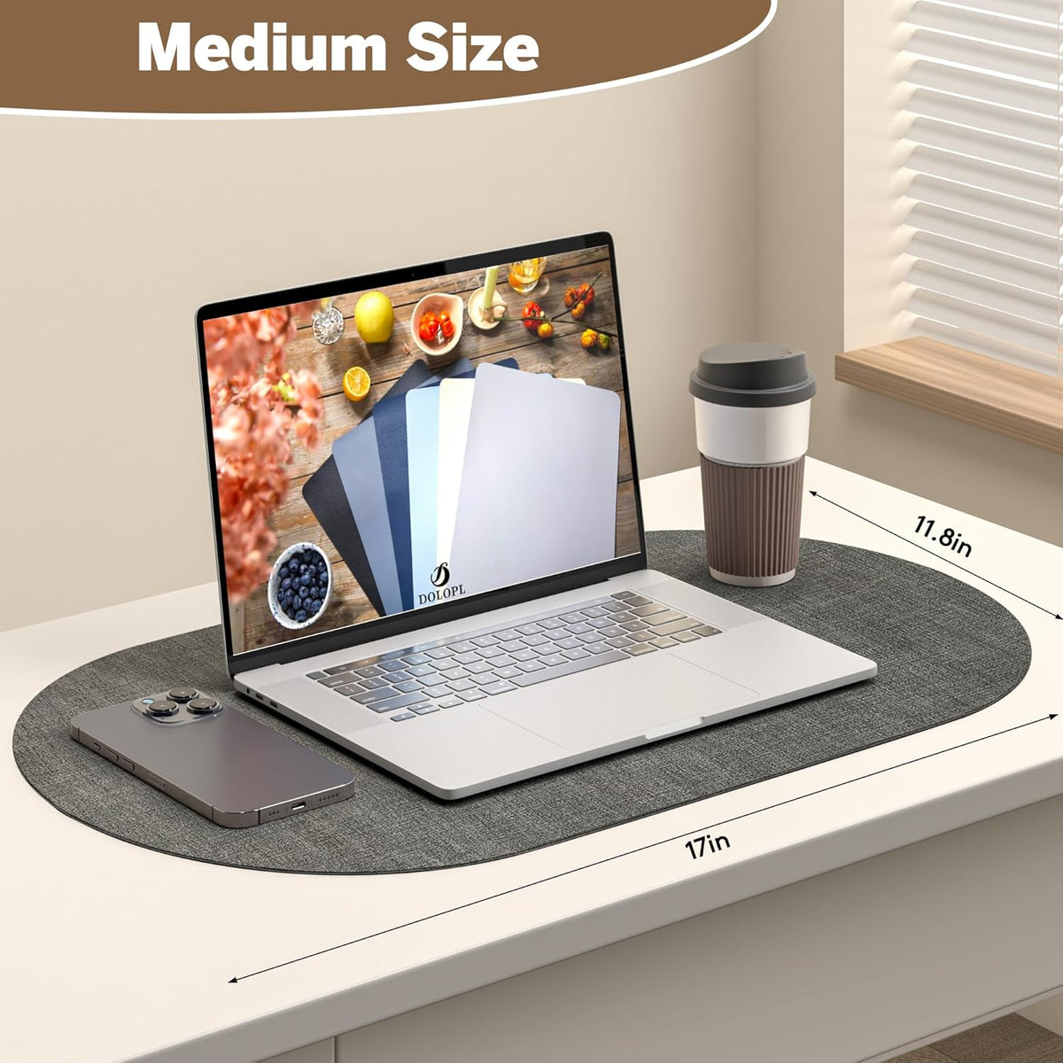 DOLOPL Placemats Set of 6, Oval Reversible Wipeable & Heat Resistant Place Mats, Modern Faux Leather Table Mats for Kitchen, Neutral Tablemats for Dining Table Decor, Wedding, Party(Charcoal)
