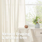 YoungsTex Ivory Linen Kitchen Curtains 40 Inch Length 2 Panels | Short Semi - Image 5