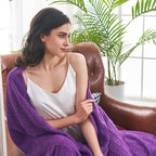 inhand Valentine's Day Gifts Throw Blanket Purple for Couch, Soft Living Room Home Decor Knitted Blanket, Outdoor Lightweight Breathable Summer Blanket, Farmhouse Warm Woven Decorative,50"x60"