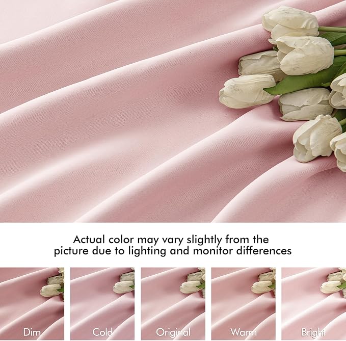 MIULEE Light Pink Back Tab Blackout Curtains 52x108 Inch Long 2 Panels Set | - Image 8