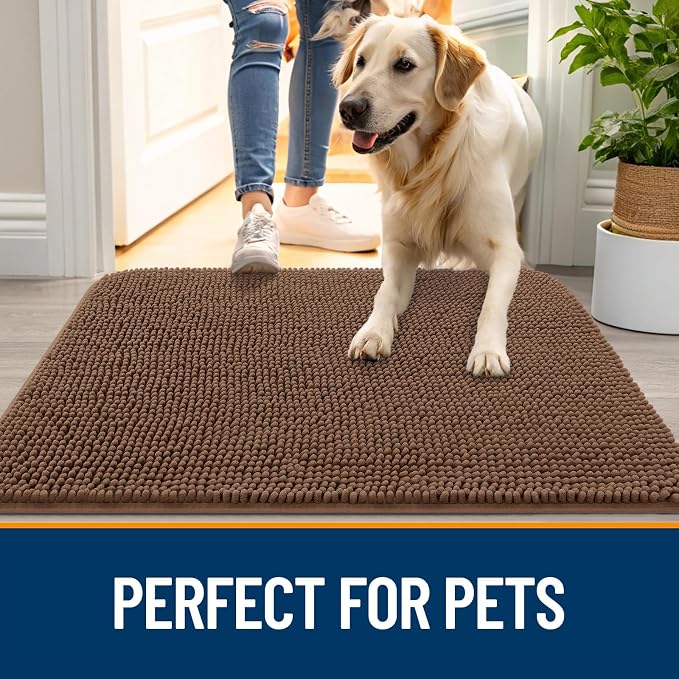 OLANLY Dog Door Mat for Muddy Paws 35x24, Super Absorbent Chenille Mud Mat | - Image 6