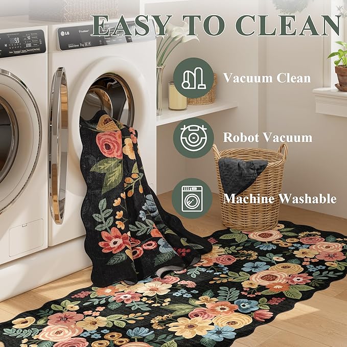 DUKINO 3x8 Kitchen Runner Rug, Soft Floral Washable Rug - Image 7