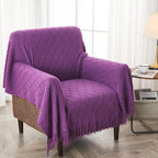 inhand Valentine's Day Gifts Throw Blanket Purple for Couch, Soft Living Room Home Decor Twin Size Knitted Blanket, Outdoor Lightweight Breathable Summer Blanket, Farmhouse Woven Decorative, 60"x80"