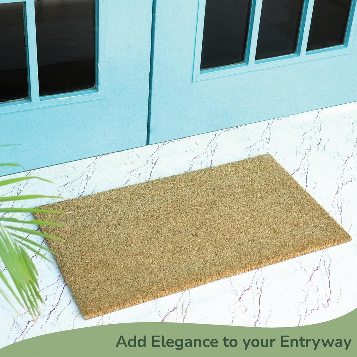 Welcome Doormats, Natural Coco Coir Mats with Non-Slip PVC Backing, Indoor Outdoor Mats for Home & Office, Floor Mats for Door Decor, Patio Decor, Plain Entry Mat, Beige, 30"x17"