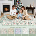 PLHXFR 3x10 Washable Runner Rug：Floral Indoor Kitchen Carpet Green Beige | - Image 9