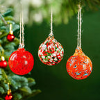 Set of 3 Blown Glass Gazing Balls Ornaments Hanging Glass Ornament Balls Decor for Garden Patio