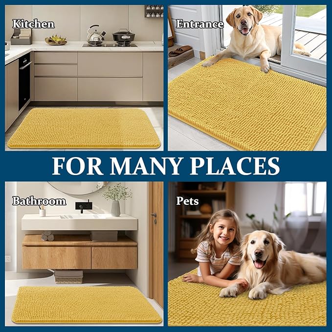 OLANLY Dog Door Mat for Muddy Paws 47x32, Super Absorbent Chenille Mud Mat | - Image 8
