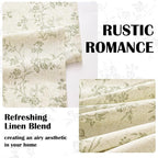 Green Vintage Floral Linen Curtains Farmhouse 38W X 90L 2 Panels | Elisa Series - Image 5
