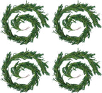 Hananona 4 Pcs 9 Ft Artificial Norfolk Pine Garlands, Realistic Pine Garland, Green Artificial Greenery Garland for Table, Mantle, Wall, Indoor, Outdoor Winter Christmas Decorations (4, 9 FT)