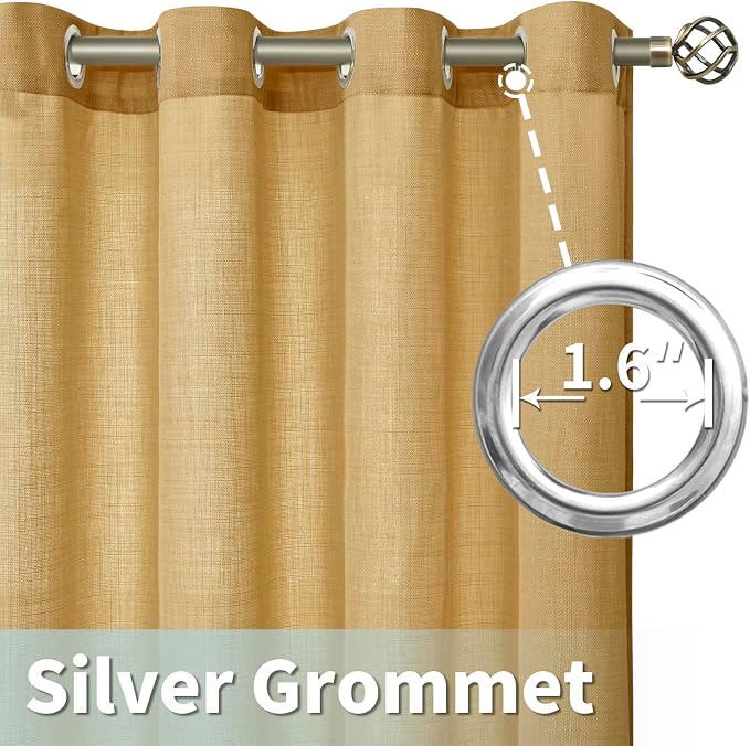 72 inch Long Linen Curtains for Bedroom 2 Panels, Caramel Brown | Light - Image 4